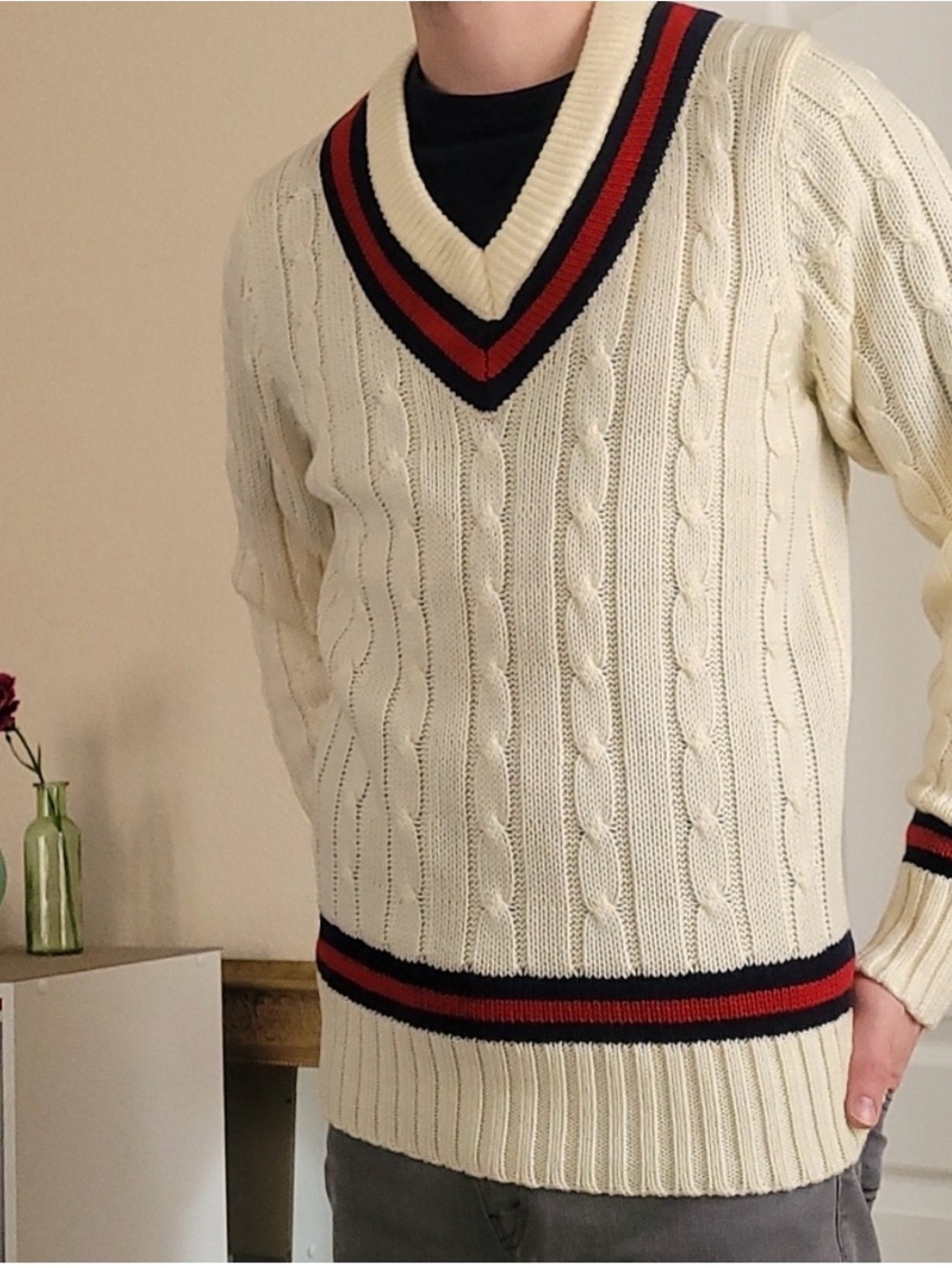 Brooks Brothers Supima Cotton Cable-Knit Cricket Sweater Men’s XXL